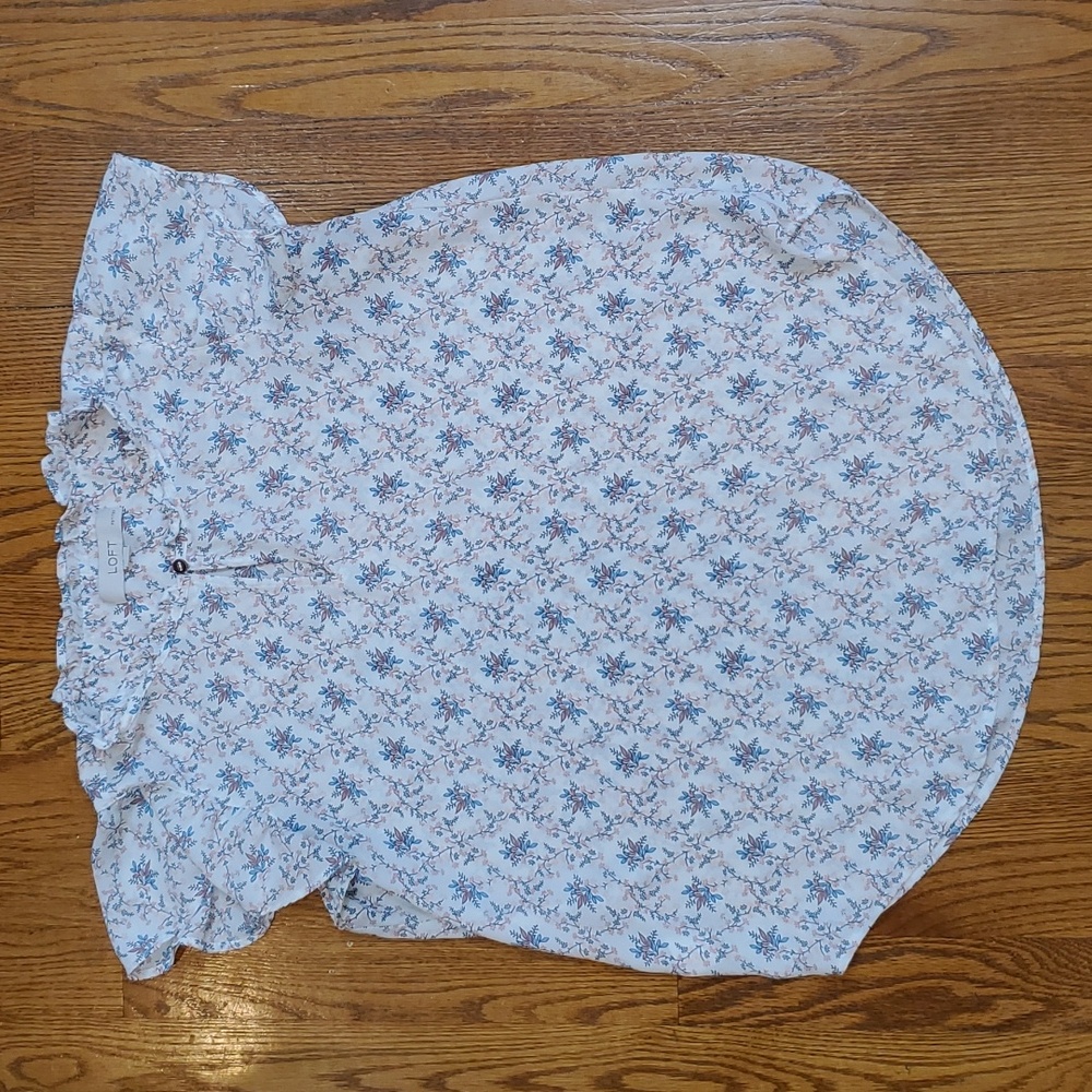 Loft Flutter Sleeve Floral Trellis Blouse Size SP